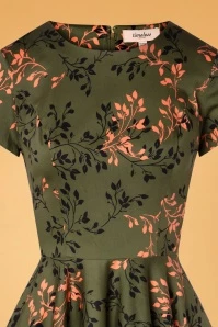 50s Leila Swing Dress In Khaki 5 50s Leila Swing Dress In Khaki - Image 3