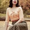 50s Belle Bow Pointelle Top In Beige -King Louie Shop 189221 Banned 34347 Belle Bow Pointelle Top Beige20201026 030i category