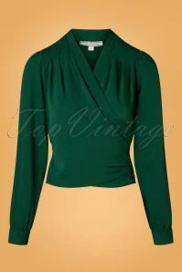 50s Darla Wrap Blouse In Green 3 50s Darla Wrap Blouse In Green