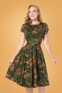50s Leila Swing Dress In Khaki 3 50s Leila Swing Dress In Khaki