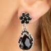 50s Flower Stone Drop Earrings In Black And Silver -King Louie Shop 190576 TopVintage 37262 Flower Stone Drop Earrings Black Silver20201203 040M W category