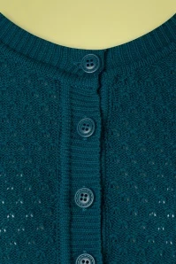 50s Jennie Cardigan In Petrol Blue 5 50s Jennie Cardigan In Petrol Blue - Image 3