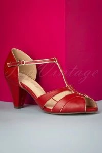 40s Penelope Peeptoe Pumps In Red