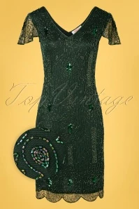 20s Downton Abbey Flapper Dress In Green