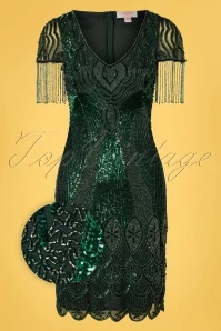 20s Marta Flapper Dress In Forest Green