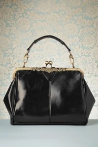 20s Vintage Frame Kisslock Clasp Bag In Black