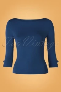 50s Modern Love Top In Navy