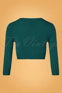 50s Shela Cropped Cardigan In Peacock Green 5 50s Shela Cropped Cardigan In Peacock Green - Image 3