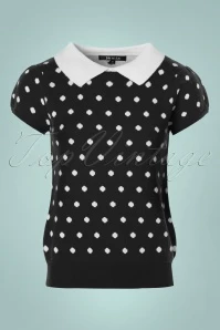 60s Kristen Polkadot Sweater In Black And White