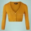 50s Shela Cropped Cardigan In Bronze Yellow