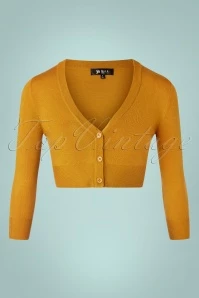 50s Shela Cropped Cardigan In Bronze Yellow