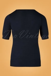 50s Julie Floral Top In Navy 4 50s Julie Floral Top In Navy - Image 2