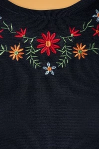 50s Julie Floral Top In Navy 5 50s Julie Floral Top In Navy - Image 3