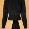 50s Darla Wrap Blouse In Black -King Louie Shop 204569 Rock N Romance 39621 Wraptop Black Bow 11112020 003W category