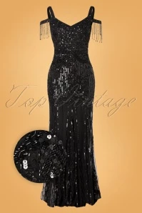 20s Chloe Sequin Maxi Dress In Black