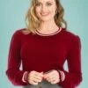50s Frill Me Puff Sleeve Jumper In Burgundy -King Louie Shop 205117 Banned 38802 Frill Me Puff Sleeve Jumper Burgundy20210824 020L category