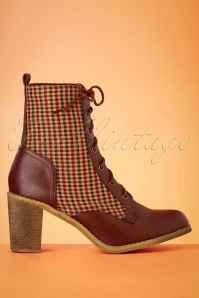 60s Shake Your Bootie Gingham Ankle Booties In Wine And Brown 5 60s Shake Your Bootie Gingham Ankle Booties In Wine And Brown - Image 3