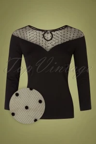 50s Evita Evening Top In Black