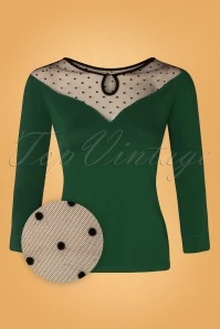 50s Evita Evening Top In Green