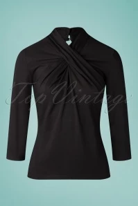 50s Sophia Evening Jersey Top In Black 3 50s Sophia Evening Jersey Top In Black