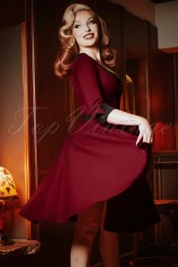 50s Vivienne Swing Dress In Burgundy Red 6 50s Vivienne Swing Dress In Burgundy Red - Image 4