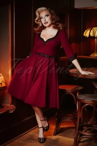 50s Vivienne Swing Dress In Burgundy Red 5 50s Vivienne Swing Dress In Burgundy Red - Image 3