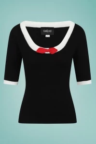 50s Freya Knitted Top In Black And Red 3 50s Freya Knitted Top In Black And Red