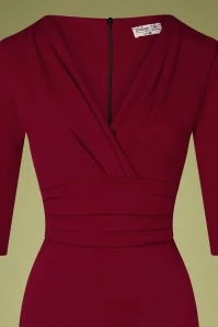 50s Nehla Pencil Dress In Wine Red 5 50s Nehla Pencil Dress In Wine Red - Image 3