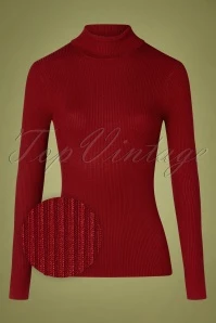 Bunny 60s Spiros Turtleneck Top In Burgundy
