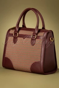 50s Uptown Girl Handbag In Wine And Brown Tartan