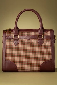 50s Uptown Girl Handbag In Wine And Brown Tartan 5 50s Uptown Girl Handbag In Wine And Brown Tartan - Image 3