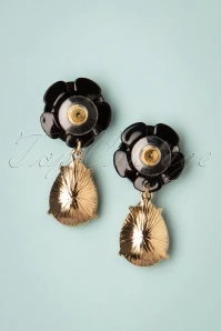 50s Rock And Rose Teardrop Earrings In Red And Black 5 50s Rock And Rose Teardrop Earrings In Red And Black - Image 3