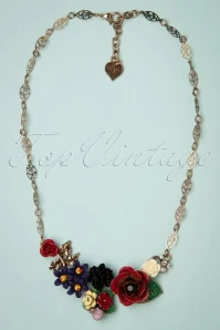 50s Cluster Flower Necklace In Multi