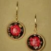60s Goldplated Dried Flower Dot Earrings In Red -King Louie Shop 210004 Urban Hippies 40875 Earrings Flowers Red Black 10252021 000009 W category