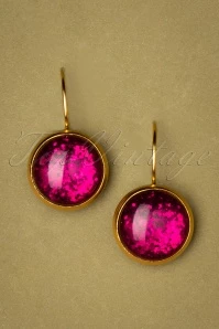 60s Goldplated Dot Earrings In Berry Glitter