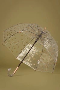Pois Cuivrés Transparent Dome Umbrella In Gold