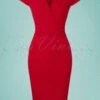 50s Vivien Pencil Dress In Deep Red -King Louie Shop 212099 Vintage Chic 41330 Pencildress Red Vneck 12212021 003W category