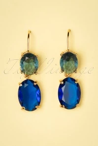 50s Carol Earrings In Gold And Blue 5 50s Carol Earrings In Gold And Blue - Image 3