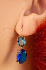 50s Carol Earrings In Gold And Blue
