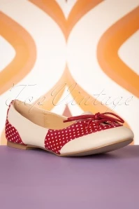50s Oxford Isabella Flats In Nude And Red 6 50s Oxford Isabella Flats In Nude And Red - Image 4