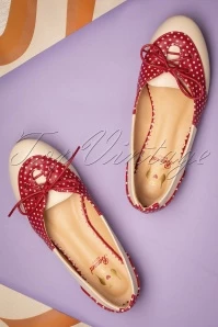 50s Oxford Isabella Flats In Nude And Red