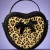 50s Rockabillly Heart Handbag In Black And Leopard -King Louie Shop 213410 Banned 40811 Bag Leopard Beige Orange Heart Black 220131 602 W category