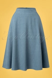 50s My Summer Staple Swing Skirt In Blue