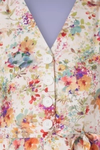 50s Magnolia Flowerbomb Dress In Cream 5 50s Magnolia Flowerbomb Dress In Cream - Image 3