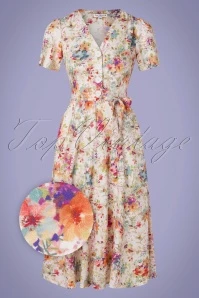 50s Magnolia Flowerbomb Dress In Cream