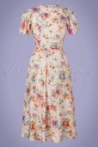 50s Magnolia Flowerbomb Dress In Cream 6 50s Magnolia Flowerbomb Dress In Cream - Image 4