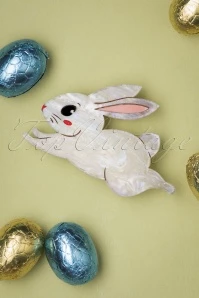 White Easter Rabbit Brooch