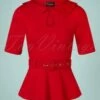 Vixen 50s Dahlia Peplum Top In Red -King Louie Shop 218286 Vixen 41287 Blouse Red Belt 010322 002W category