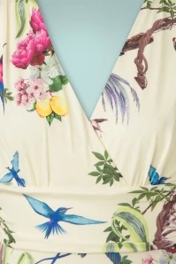 50s Helene Lemon Tropical Maxi Dress In Cream - Image 4