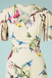 50s Helene Lemon Tropical Maxi Dress In Cream - Image 3